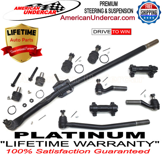 Lifetime Ball Joint Drag Link Tie Rod Sleeve Steering Kit for 1992-2006 Ford E250 DRW