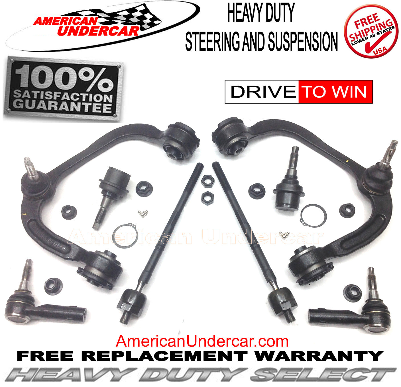 HD Ball Joints Control Arm Tie Rod Steering Kit | 2007-2017 Ford Expedition 4x4